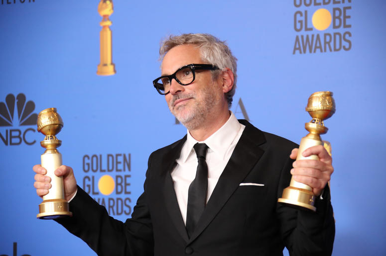 Alfonso Cuaron poses in the press room with the awards for best director, motion picture and best motion picture, foreign language for \"Roma\" at the 76th Golden Globe Awards at the Beverly Hilton. Alfonso Cuaron poses in the press room with the awards for best director, motion picture and best motion picture, foreign language for \"Roma\" at the 76th Golden Globe Awards at the Beverly Hilton.