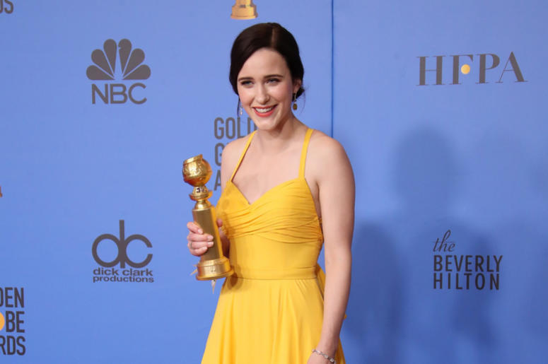 Rachel Brosnahan poses in the press room with the award for best performance by an actress in a television series, musical or comedy for \"The Marvelous Mrs. Maisel\" at the 76th Golden Globe Awards Rachel Brosnahan poses in the press room with the award for best performance by an actress in a television series, musical or comedy for \"The Marvelous Mrs. Maisel\" at the 76th Golden Globe Awards