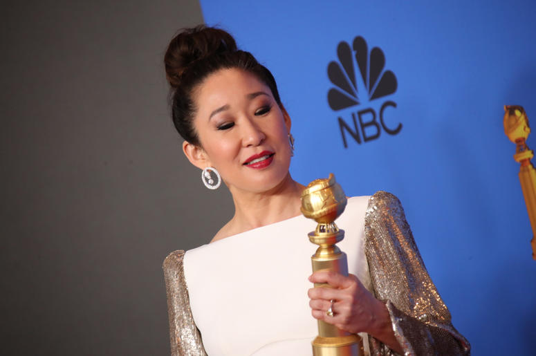 Sandra Oh poses in the press room with the award for best performance by an actress in a television series, drama for \"Killing Eve\" at the 76th Golden Globe Awards at the Beverly Hilton. Sandra Oh poses in the press room with the award for best performance by an actress in a television series, drama for \"Killing Eve\" at the 76th Golden Globe Awards at the Beverly Hilton.
