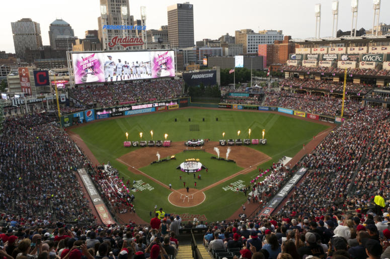 The Home Run Derby participants are introduced prior to the 2019 MLB Home Run Derby at Progressive Field. The Home Run Derby participants are introduced prior to the 2019 MLB Home Run Derby at Progressive Field.