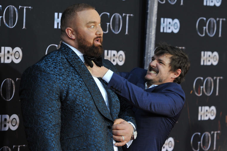 (L-R) Hafþor Julius Bjornsson and Pedro Pascal attend HBO's "Game of Thrones" eight and final season premiere at Radio City Music Hall in New York, NY, April 3, 2019. (L-R) Hafþor Julius Bjornsson and Pedro Pascal attend HBO's "Game of Thrones" eight and final season premiere at Radio City Music Hall in New York, NY, April 3, 2019.