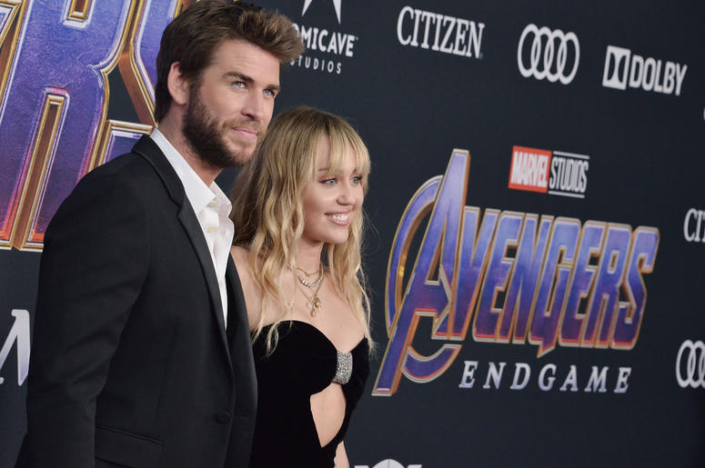 (L-R) Liam Hemsworth and Miley Cyrus at Marvel Studios' "Avengers: Endgame" World Premiere held at the Los Angeles Convention Center in Los Angeles, CA on Monday, April 22, 2019. (L-R) Liam Hemsworth and Miley Cyrus at Marvel Studios' "Avengers: Endgame" World Premiere held at the Los Angeles Convention Center in Los Angeles, CA on Monday, April 22, 2019.