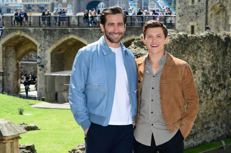 Tom Holland and Jake Gyllenhaal attending the Spider-Man: Far From Home Photocall held at the Tower of London. Tom Holland and Jake Gyllenhaal attending the Spider-Man: Far From Home Photocall held at the Tower of London.