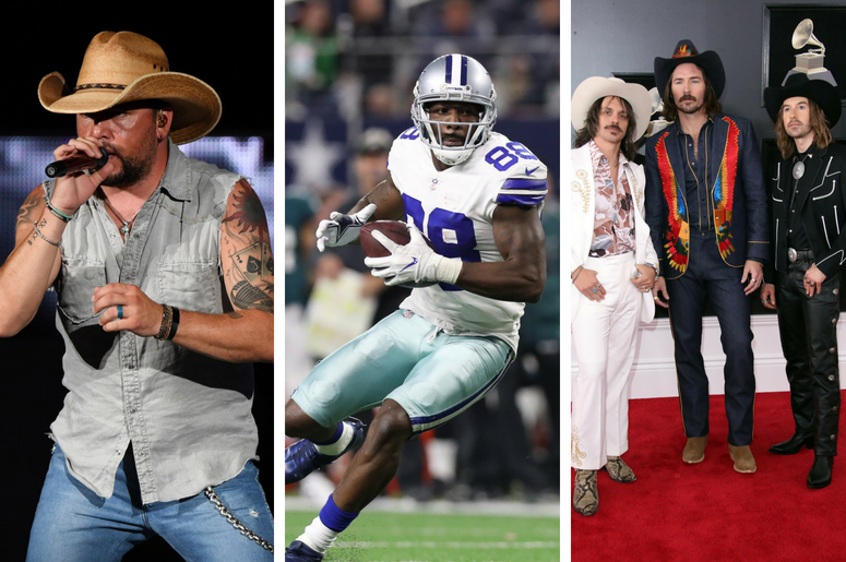 Jason Aldean performs at the Coral Sky Amphitheatre / Dallas Cowboys wide receiver Dez Bryant (88) runs after a reception in the fourth quarter against the Philadelphia Eagles at AT&T Stadium / Midland arrives at the 60th Annual Grammy Awards Jason Aldean performs at the Coral Sky Amphitheatre / Dallas Cowboys wide receiver Dez Bryant (88) runs after a reception in the fourth quarter against the Philadelphia Eagles at AT&T Stadium / Midland arrives at the 60th Annual Grammy Awards