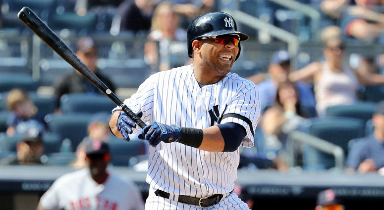 The Yankees' Edwin Encarnacion reacts after getting hit by a pitch against the Boston Red Sox on Aug. 3, 2019, at Yankee Stadium. The Yankees' Edwin Encarnacion reacts after getting hit by a pitch against the Boston Red Sox on Aug. 3, 2019, at Yankee Stadium.