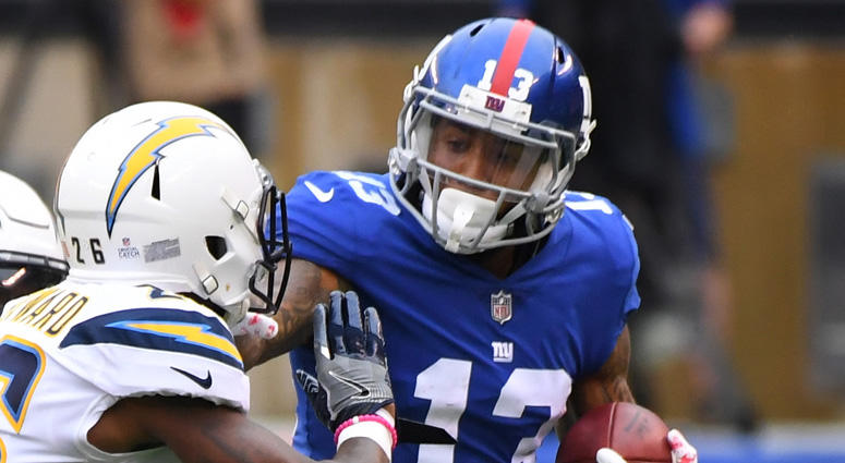 Giants wide receiver Odell Beckham Jr. runs after making a catch against the Los Angeles Chargers on Oct. 8, 2018, at MetLife Stadium. Giants wide receiver Odell Beckham Jr. runs after making a catch against the Los Angeles Chargers on Oct. 8, 2018, at MetLife Stadium.