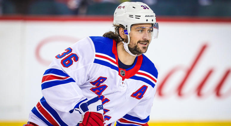 The Rangers' Mats Zuccarello skates during the warmup period against the Calgary Flames on March 2, 2018, at Scotiabank Saddledome in Calgary, Canada. The Rangers' Mats Zuccarello skates during the warmup period against the Calgary Flames on March 2, 2018, at Scotiabank Saddledome in Calgary, Canada.