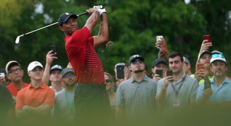 Tiger Woods tees off on the 15th hole during the final round of the Valspar Championship golf tournament on March 11, 2018, at Innisbrook Resort's Copperhead Course in Palm Harbor, Florida. Tiger Woods tees off on the 15th hole during the final round of the Valspar Championship golf tournament on March 11, 2018, at Innisbrook Resort's Copperhead Course in Palm Harbor, Florida.