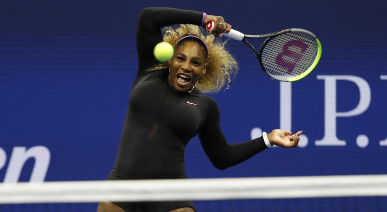Serena Williams hits a forehand against Maria Sharapova on Aug. 26, 2019, at the U.S. Open. Serena Williams hits a forehand against Maria Sharapova on Aug. 26, 2019, at the U.S. Open.