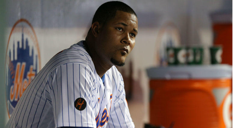 Jeurys Familia reacts in the dugout during the ninth inning against the Pittsburgh Pirates at Citi Field. Jeurys Familia reacts in the dugout during the ninth inning against the Pittsburgh Pirates at Citi Field.