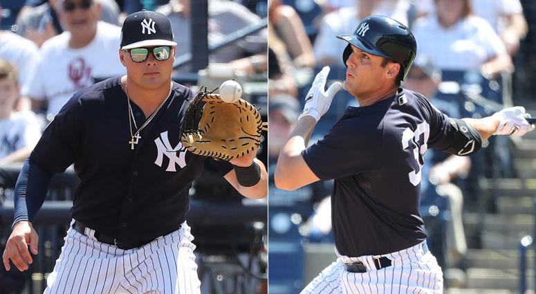 Yankees first basemen Luke Voit and Greg Bird Yankees first basemen Luke Voit and Greg Bird