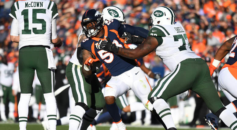 Broncos linebacker Von Miller chases after Jets quarterback Josh McCown on Dec. 10, 2017, at Sports Authority Field at Mile High in Denver. Broncos linebacker Von Miller chases after Jets quarterback Josh McCown on Dec. 10, 2017, at Sports Authority Field at Mile High in Denver.