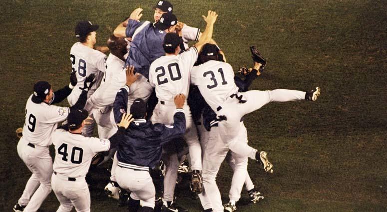 The Yankees celebrate winning the World Series against the Padres on Oct. 21, 1998, at Qualcomm Stadium in San Diego. The Yankees celebrate winning the World Series against the Padres on Oct. 21, 1998, at Qualcomm Stadium in San Diego.
