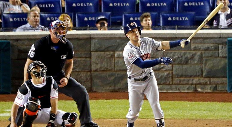 The Astros' Alex Bregman homers in the All-Star Game on July 17, 2018 at Nationals Park in Washington, D.C. The Astros' Alex Bregman homers in the All-Star Game on July 17, 2018 at Nationals Park in Washington, D.C.