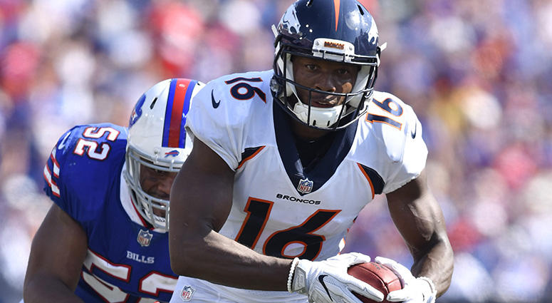 Denver Broncos wide receiver Bennie Fowler (16) runs for yards after a catch as Buffalo Bills middle linebacker Preston Brown (52) pursues during the third quarter of a game at New Era Field. Mandatory Credit: Mark Konezny-USA TODAY Sports Denver Broncos wide receiver Bennie Fowler (16) runs for yards after a catch as Buffalo Bills middle linebacker Preston Brown (52) pursues during the third quarter of a game at New Era Field. Mandatory Credit: Mark Konezny-USA TODAY Sports