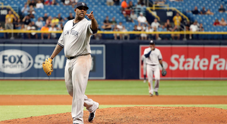 CC Sabathia Gestures To The Rays Dugout CC Sabathia Gestures To The Rays Dugout