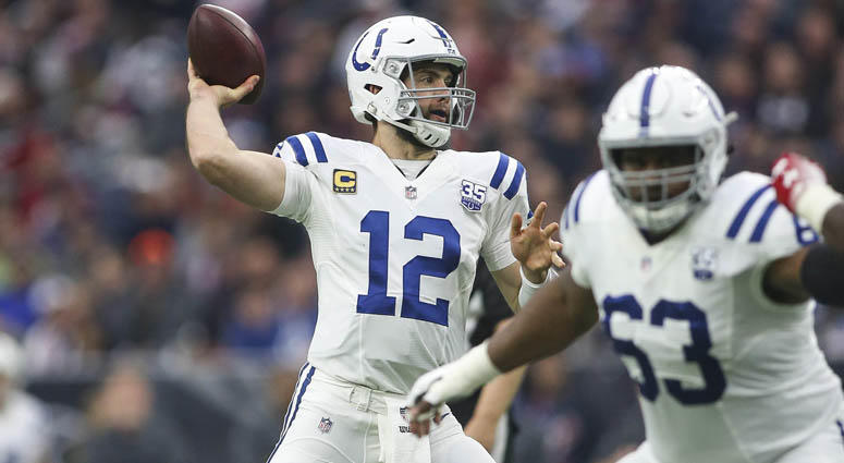 Colts quarterback Andrew Luck (12) throws a pass for a touchdown during the second quarter against the Texans on Dec. 9, 2018, at NRG Stadium in Houston. Colts quarterback Andrew Luck (12) throws a pass for a touchdown during the second quarter against the Texans on Dec. 9, 2018, at NRG Stadium in Houston.