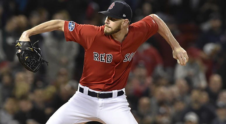 Oct 5, 2018; Boston, MA, USA; Boston Red Sox starting pitcher Chris Sale (41) throws the ball during the first inning against the New York Yankees during game one of the ALDS at Fenway Park. Mandatory Credit: Bob DeChiara-USA TODAY Sports Oct 5, 2018; Boston, MA, USA; Boston Red Sox starting pitcher Chris Sale (41) throws the ball during the first inning against the New York Yankees during game one of the ALDS at Fenway Park. Mandatory Credit: Bob DeChiara-USA TODAY Sports