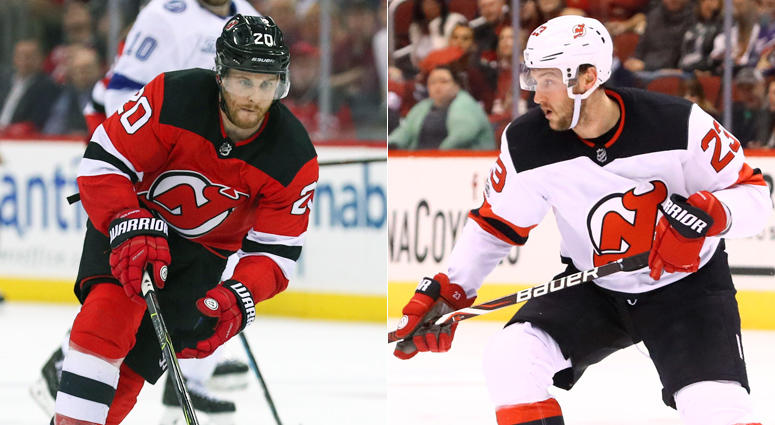 Devils forwards Blake Coleman (left) and Stefan Noesen Devils forwards Blake Coleman (left) and Stefan Noesen