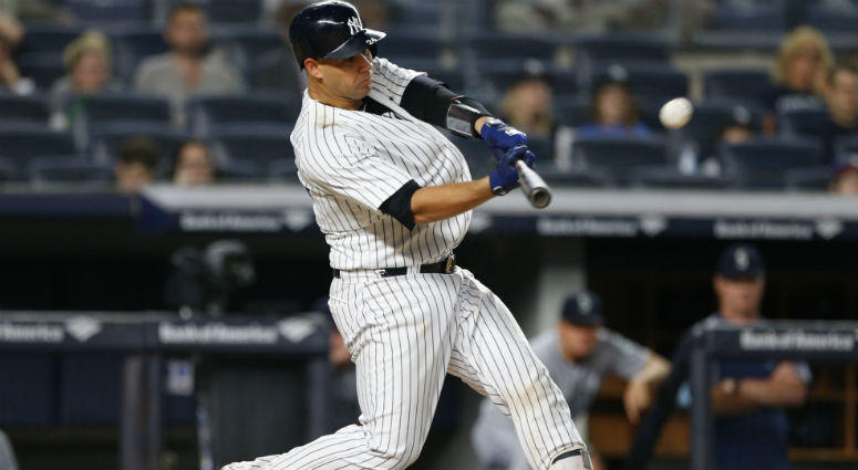 Gary Sanchez hits a two run home run in the eighth inning against the Seattle Mariners at Yankee Stadium. Gary Sanchez hits a two run home run in the eighth inning against the Seattle Mariners at Yankee Stadium.