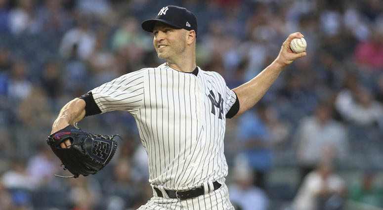 Yankees pitcher J.A. Happ pitches against the Tampa Bay Rays on Aug. 14, 2018, at Yankee Stadium. Yankees pitcher J.A. Happ pitches against the Tampa Bay Rays on Aug. 14, 2018, at Yankee Stadium.
