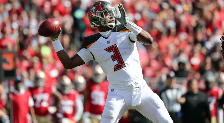 Nov 25, 2018; Tampa, FL, USA;Tampa Bay Buccaneers quarterback Jameis Winston (3) throws the ball against the San Francisco 49ers during the first quarter at Raymond James Stadium. Mandatory Credit: Kim Klement-USA TODAY Sports Nov 25, 2018; Tampa, FL, USA;Tampa Bay Buccaneers quarterback Jameis Winston (3) throws the ball against the San Francisco 49ers during the first quarter at Raymond James Stadium. Mandatory Credit: Kim Klement-USA TODAY Sports