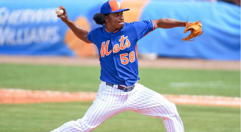 Jenrry Mejia throws against the Miami Marlins during the spring training baseball game at Tradition Field. Jenrry Mejia throws against the Miami Marlins during the spring training baseball game at Tradition Field.