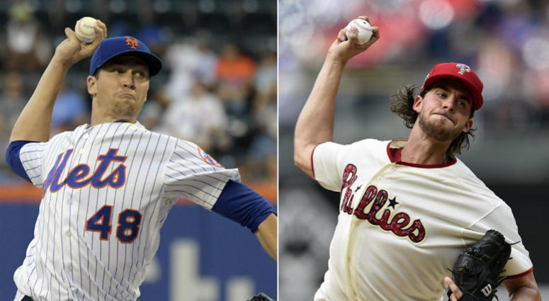 From left, Jacob deGrom, Aaron Nola, Max Scherzer From left, Jacob deGrom, Aaron Nola, Max Scherzer