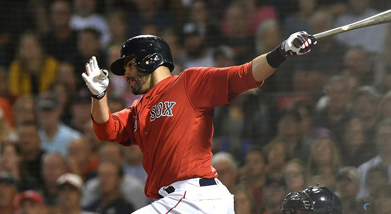 Sep 7, 2018; Boston, MA, USA; Boston Red Sox designated hitter J.D. Martinez (28) hits an RBI single to tie the game during the seventh inning against the Houston Astros at Fenway Park. Mandatory Credit: Bob DeChiara-USA TODAY Sports Sep 7, 2018; Boston, MA, USA; Boston Red Sox designated hitter J.D. Martinez (28) hits an RBI single to tie the game during the seventh inning against the Houston Astros at Fenway Park. Mandatory Credit: Bob DeChiara-USA TODAY Sports