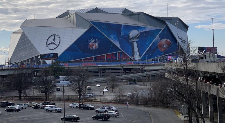 The exterior of Mercedes-Benz Stadium ahead of Super Bowl LII. (Credit: Adam W. Bloom) The exterior of Mercedes-Benz Stadium ahead of Super Bowl LII. (Credit: Adam W. Bloom)