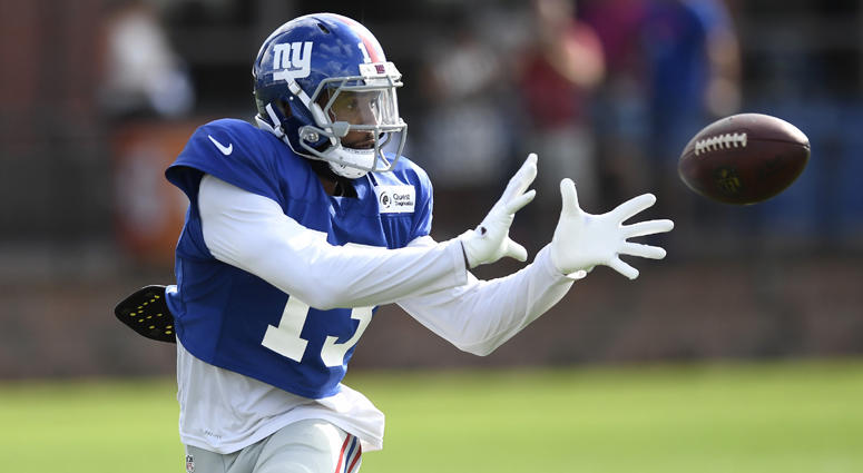 Giants wide receiver Odell Beckham Jr. catches a pass at training camp on Aug. 1, 2018, in East Rutherford, New Jersey. Giants wide receiver Odell Beckham Jr. catches a pass at training camp on Aug. 1, 2018, in East Rutherford, New Jersey.