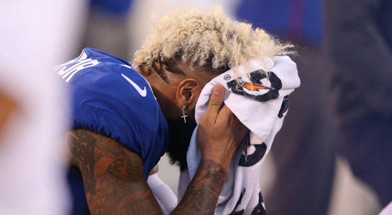 Giants wide receiver Odell Beckham Jr. reacts during the third quarter against the New Orleans Saints on Sept. 30, 2018, at MetLife Stadium. Giants wide receiver Odell Beckham Jr. reacts during the third quarter against the New Orleans Saints on Sept. 30, 2018, at MetLife Stadium.