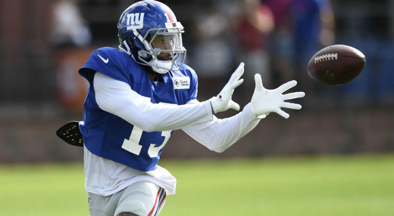 Odell Beckham Jr. catches a pass during training camp in East Rutherford. Odell Beckham Jr. catches a pass during training camp in East Rutherford.