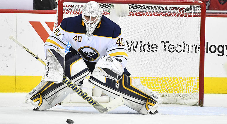 Buffalo Sabres goaltender Robin Lehner makes a save against the Washington Capitals during the second period at Capital One Arena on Feb 24, 2018. Buffalo Sabres goaltender Robin Lehner makes a save against the Washington Capitals during the second period at Capital One Arena on Feb 24, 2018.