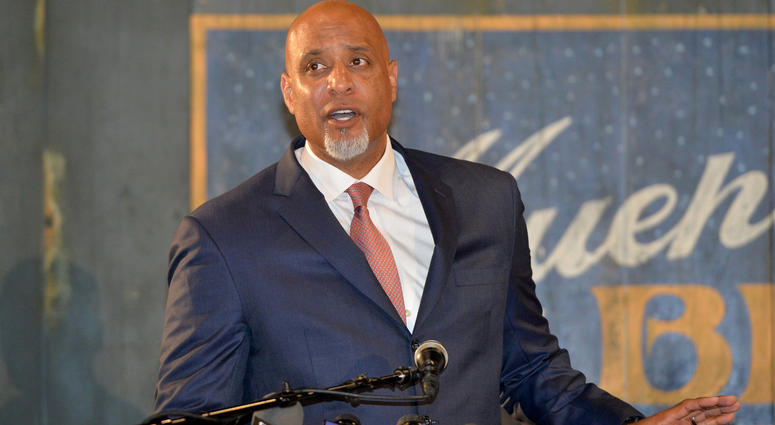 Jun 21, 2017; Kansas City, MO, USA; Major League Baseball Player Association executive director Tony Clark speaks during a presentation at the Negro Leagues Baseball Museum. Mandatory Credit: Denny Medley-USA TODAY Sports Jun 21, 2017; Kansas City, MO, USA; Major League Baseball Player Association executive director Tony Clark speaks during a presentation at the Negro Leagues Baseball Museum. Mandatory Credit: Denny Medley-USA TODAY Sports