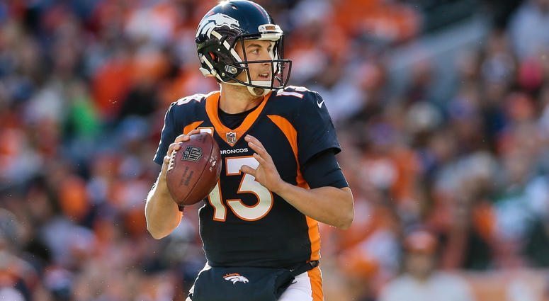 Dec 10, 2017; Denver, CO, USA; Denver Broncos quarterback Trevor Siemian (13) drops back to pass in the first quarter against the New York Jets at Sports Authority Field at Mile High. Mandatory Credit: Isaiah J. Downing-USA TODAY Sports Dec 10, 2017; Denver, CO, USA; Denver Broncos quarterback Trevor Siemian (13) drops back to pass in the first quarter against the New York Jets at Sports Authority Field at Mile High. Mandatory Credit: Isaiah J. Downing-USA TODAY Sports