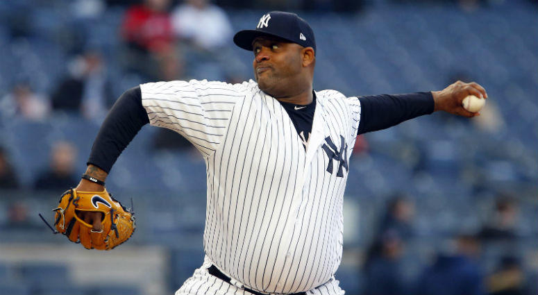 New York Yankees starting pitcher CC Sabathia delivers a pitch against Toronto Blue Jays in the first inning at Yankee Stadium. New York Yankees starting pitcher CC Sabathia delivers a pitch against Toronto Blue Jays in the first inning at Yankee Stadium.