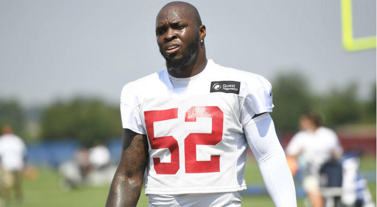 New York Giants linebacker Alec Ogletree during training camp New York Giants linebacker Alec Ogletree during training camp