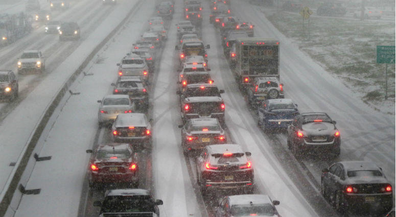 Traffic going eastbound lane of Route 46 in Totowa this afternoon during the height of the snowstorm. Traffic going eastbound lane of Route 46 in Totowa this afternoon during the height of the snowstorm.