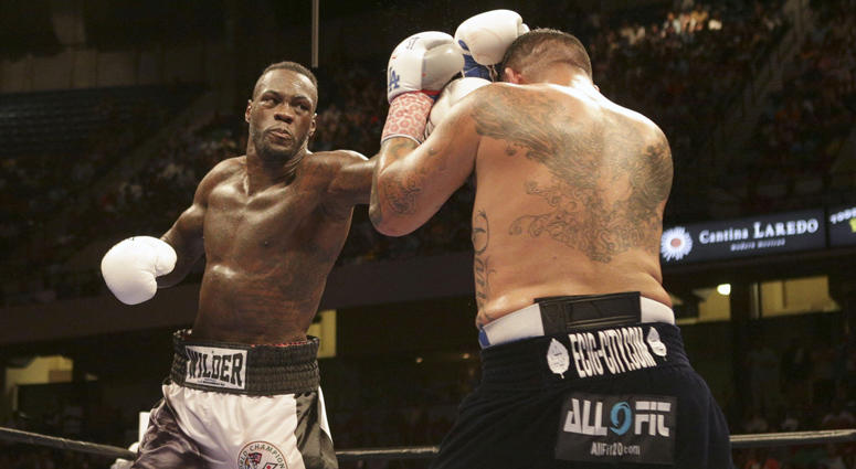 Deontay Wilder connects with a hit to Chris Arreola during their Premier Boxing Championships fight at Legacy Arena in Birmingham, Alabama, on July 16, 2016. Deontay Wilder connects with a hit to Chris Arreola during their Premier Boxing Championships fight at Legacy Arena in Birmingham, Alabama, on July 16, 2016.