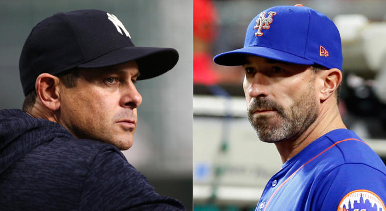 Yankees manager Aaron Boone (left) and Mets manager Mickey Callaway Yankees manager Aaron Boone (left) and Mets manager Mickey Callaway