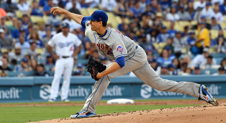 The Mets' Jacob deGrom delivers a pitch against the Dodgers on Sept. 3, 2018, at Dodger Stadium in Los Angeles. The Mets' Jacob deGrom delivers a pitch against the Dodgers on Sept. 3, 2018, at Dodger Stadium in Los Angeles.