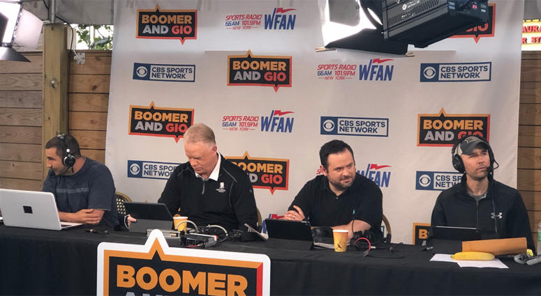Boomer Esiason and Gregg Giannotti, along with Jerry Recco and Al Dukes, broadcast from the Headliner in Neptune, New Jersey, on May 25, 2018. Boomer Esiason and Gregg Giannotti, along with Jerry Recco and Al Dukes, broadcast from the Headliner in Neptune, New Jersey, on May 25, 2018.