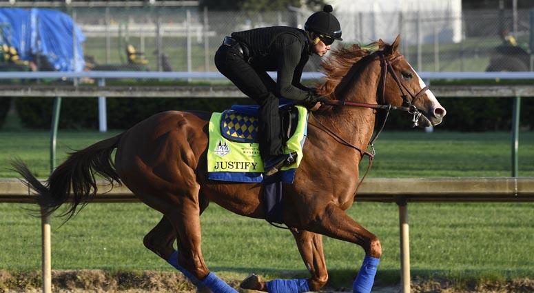 An exercise rider works out Justify on May 1, 2018, at Churchill Downs in Louisville, Kentucky. An exercise rider works out Justify on May 1, 2018, at Churchill Downs in Louisville, Kentucky.
