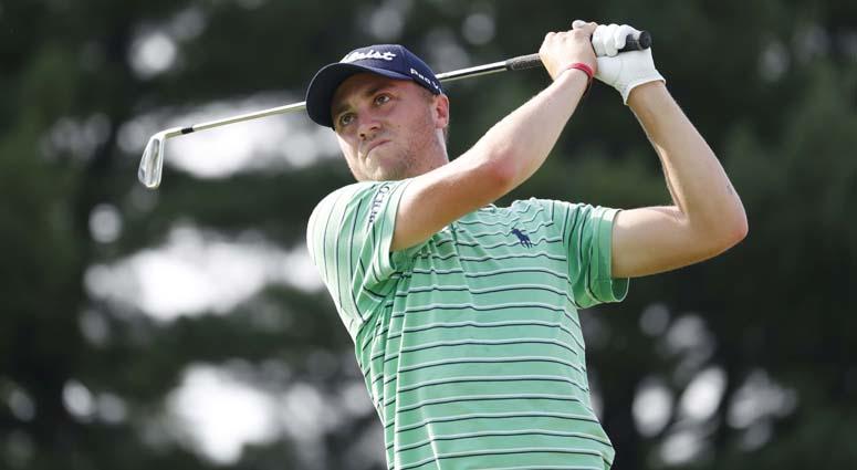 Justin Thomas tees off on the 17th hole during the final round of the WGC - Bridgestone Invitational golf tournament on Aug. 5, 2018, at Firestone Country Club in Akron, Ohio. Justin Thomas tees off on the 17th hole during the final round of the WGC - Bridgestone Invitational golf tournament on Aug. 5, 2018, at Firestone Country Club in Akron, Ohio.