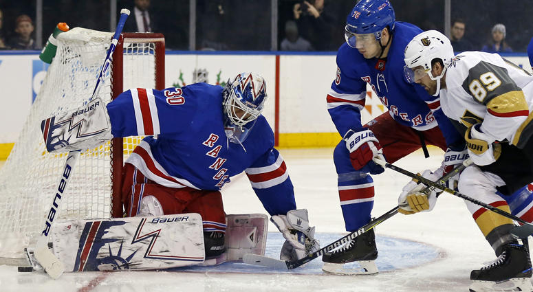 Rangers goaltender Henrik Lundqvist makes a save in front of Vegas Golden Knights right wing Alex Tuch on Dec. 16, 2018, at Madison Square Garden. Rangers goaltender Henrik Lundqvist makes a save in front of Vegas Golden Knights right wing Alex Tuch on Dec. 16, 2018, at Madison Square Garden.