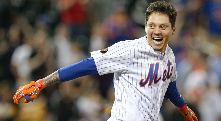 The Mets' Wilmer Flores celebrates after hitting a walk-off RBI single in the 10th inning against the Pittsburgh Pirates on June 26, 2018, at Citi Field. The Mets' Wilmer Flores celebrates after hitting a walk-off RBI single in the 10th inning against the Pittsburgh Pirates on June 26, 2018, at Citi Field.