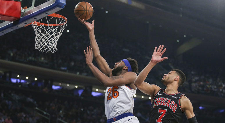 Knicks center Mitchell Robinson goes in for a layup against the Chicago Bulls on April 1, 2019, at Madison Square Garden. Knicks center Mitchell Robinson goes in for a layup against the Chicago Bulls on April 1, 2019, at Madison Square Garden.