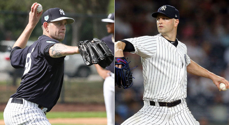 From left, Yankees pitchers James Paxton and J.A. Happ From left, Yankees pitchers James Paxton and J.A. Happ