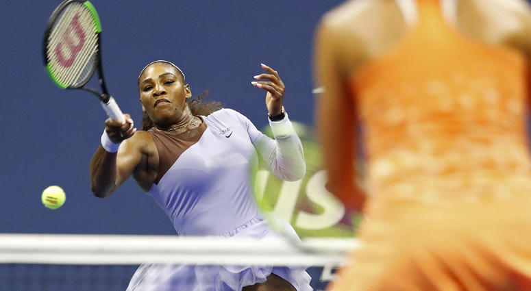 Serena Williams hits a forehand against Anastasija Sevastova in their U.S. Open semifinal match on Sept. 6, 2018, at the USTA Billie Jean King National Tennis Center. Serena Williams hits a forehand against Anastasija Sevastova in their U.S. Open semifinal match on Sept. 6, 2018, at the USTA Billie Jean King National Tennis Center.